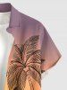 Chemise hawaïenne pour homme à poches boutonnées, imprimé coucher de soleil cocotier dégradé crépusculaire - Violet Terne S