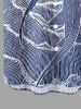 Chemise hawaïenne à imprimé requins et mer, avec boutons et poche, pour homme - Bleu profond S