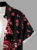Flower Leaf Branch Print Hawaii Button Pocket Shirt For Men -  