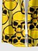 Chemise hawaïenne à imprimé crânes avec poche boutonnée pour homme - Jaune 6XL