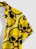 Chemise hawaïenne à imprimé crânes avec poche boutonnée pour homme - Jaune 6XL
