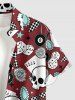 Chemise hawaïenne pour homme avec imprimé crânes, poker, dés et cerise, à boutons et poche. - Rouge foncé S