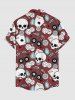 Chemise hawaïenne pour homme avec imprimé crânes, poker, dés et cerise, à boutons et poche. - Rouge foncé S