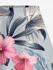 Hibiscus Flowers Leaf Print Split Hawaii Skirt -  