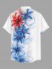 Flowers Leaf Print Buttons Pocket Hawaii Shirt For Men -  