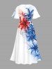 Flowers Leaf Print Split Hawaii Midi Dress -  
