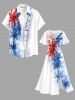 Flowers Leaf Print Split Hawaii Midi Dress -  