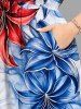 Flowers Leaf Print Split Hawaii Midi Dress -  