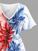 Flowers Leaf Print Split Hawaii Midi Dress -  