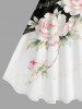 Robe trapèze Hawaii à imprimé fleurs, feuilles et symbole musical - Noir S