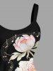 Robe trapèze Hawaii à imprimé fleurs, feuilles et symbole musical - Noir S