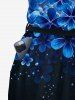 Flower Ombre Light Spot Print Hawaii Pocket Jumpsuit with Removable Belt and Shoulder Strap -  