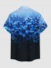 Chemise Hawaii imprimé fleur ombré à pois clairs avec poche boutonnée pour hommes - Bleu profond S