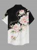 Chemise hawaïenne à poche boutonnée avec imprimé de fleurs, feuilles et symboles musicaux pour homme - Noir 5XL