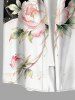 Chemise hawaïenne à poche boutonnée avec imprimé de fleurs, feuilles et symboles musicaux pour homme - Noir 5XL