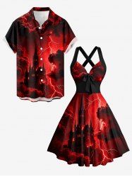 Halloween Castle Ombre Galaxy Cloud Lightning Print Matching Outfit For Couples -  