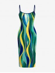 Robe ajustée Curve à imprimé colorblock Hawaii - Émeraude L