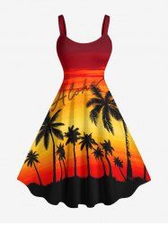 Coconut Tree Ombre Dusk Print Hawaii A Line Dress -  