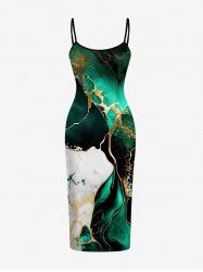 Robe Hawaï à imprimé marbré texturé - Vert profond XXS