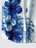 Tenue de plage hawaïenne assortie pour couples à imprimé fleur d'hibiscus et feuilles tropicales - Bleu clair 
