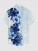 Tenue de plage hawaïenne assortie pour couples à imprimé fleur d'hibiscus et feuilles tropicales - Bleu clair 