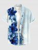 Tenue de plage hawaïenne assortie pour couples à imprimé fleur d'hibiscus et feuilles tropicales - Bleu clair 
