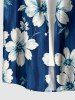 Tenue de plage hawaïenne assortie à imprimé fleurs et feuilles pour couples - Bleu profond 