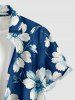 Tenue de plage hawaïenne assortie à imprimé fleurs et feuilles pour couples - Bleu profond 