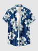 Tenue de plage hawaïenne assortie à imprimé fleurs et feuilles pour couples - Bleu profond 