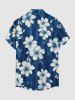 Tenue de plage hawaïenne assortie à imprimé fleurs et feuilles pour couples - Bleu profond 