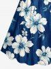 Tenue de plage hawaïenne assortie à imprimé fleurs et feuilles pour couples - Bleu profond 