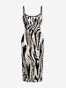 Robe cintrée imprimé rayé animal ethnique Hawaii - Noir XXS