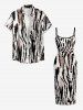 Robe cintrée imprimé rayé animal ethnique Hawaii - Noir XXS