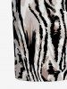 Robe cintrée imprimé rayé animal ethnique Hawaii - Noir XXS