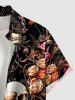 Tenue assortie pour couples - Plage Hawaï - Imprimé fleurs, feuilles, crânes et plantes - Orange 