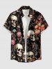 Tenue assortie pour couples - Plage Hawaï - Imprimé fleurs, feuilles, crânes et plantes - Orange 
