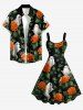 Halloween Flowers Leaf Ghost Print Tank Dress(Adjustable Shoulder Strap) -  