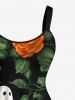 Halloween Flowers Leaf Ghost Print Tank Dress(Adjustable Shoulder Strap) -  