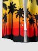 Cocotier Ombre Dusk Imprimé Hawaï Chemise à Poche Boutonnée pour Homme - Rouge Vineux S