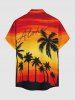 Cocotier Ombre Dusk Imprimé Hawaï Chemise à Poche Boutonnée pour Homme - Rouge Vineux S