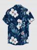 Chemise Hawaii à imprimé fleurs et feuilles tropicales avec poche boutonnée pour homme - Cadetblue S