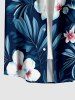 Chemise Hawaii à imprimé fleurs et feuilles tropicales avec poche boutonnée pour homme - Cadetblue S