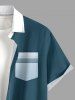 Chemise hawaïenne à poche boutonnée avec imprimé ombré Cocotier pour hommes - Paon Bleu S