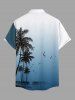 Chemise hawaïenne à poche boutonnée avec imprimé ombré Cocotier pour hommes - Paon Bleu S