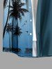 Chemise hawaïenne à motif dégradé cocotier avec poche boutonnée pour homme - Paon Bleu M