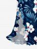 Flower Tropical Leaf Print Hawaii Ruffles Split Dress -  