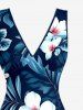 Flower Tropical Leaf Print Hawaii Ruffles Split Dress -  