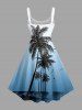 Robe trapèze Hawaii à imprimé ombré Cocotier - Paon Bleu S