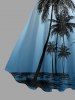 Robe trapèze Hawaii à imprimé ombré cocotier - Paon Bleu L