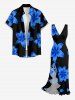 Robe à imprimé floral Hawaii à volants et fente - Bleu XS